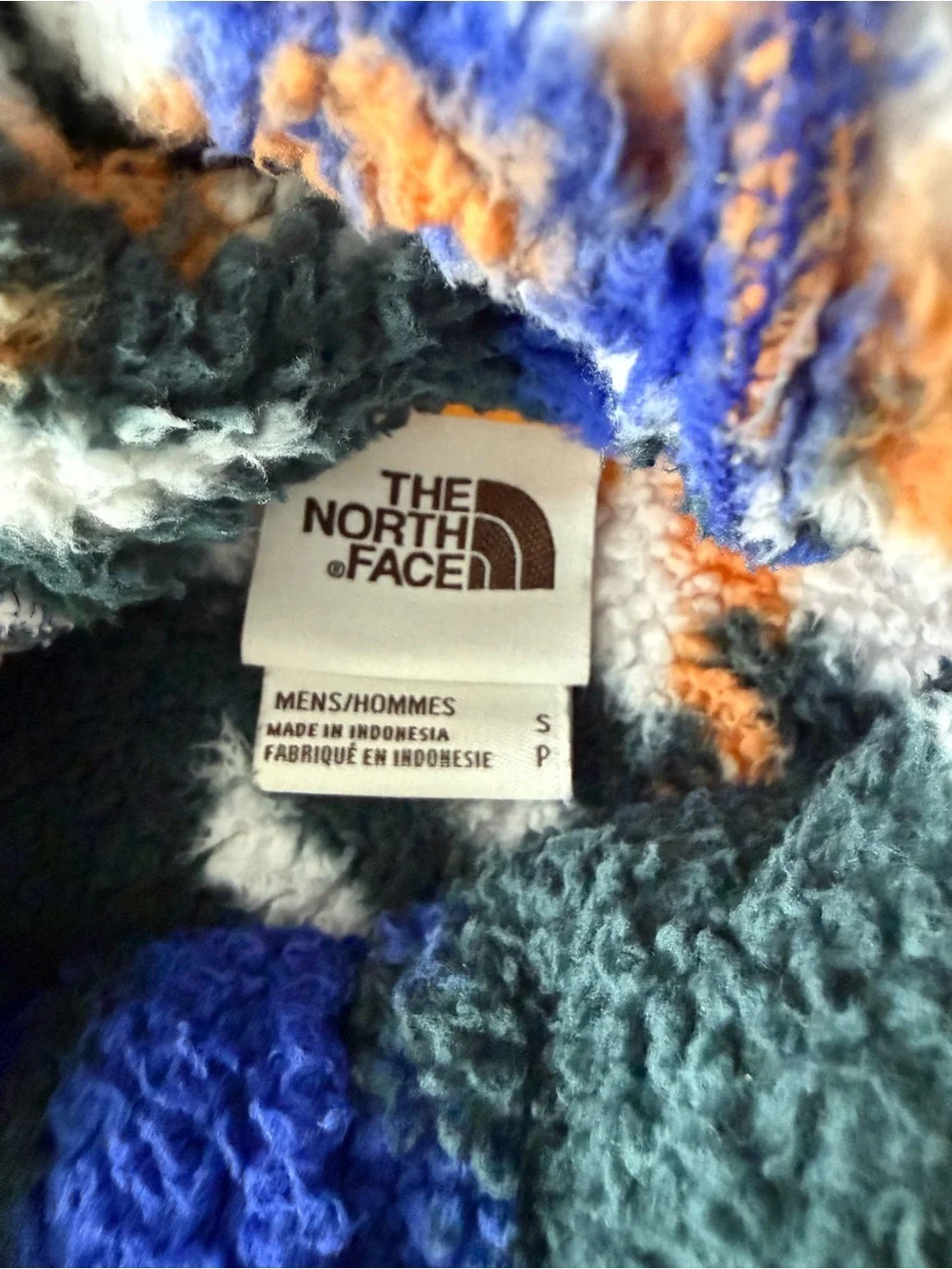 The North Face Men’s Blue, White & Orange Patterned Half-Zip Fleece Hoodie eb2
